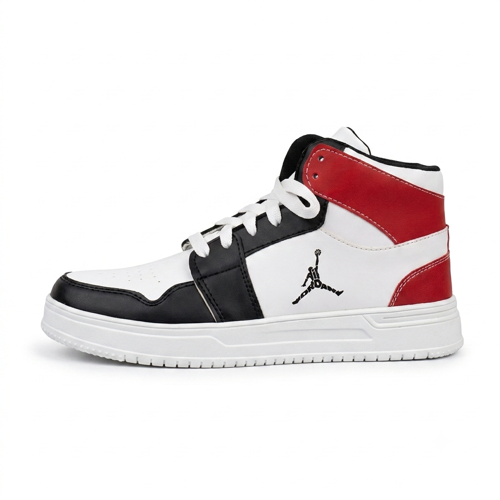1785745149575 Crimson Edge Mid Black White Red Sneakers - Image 1