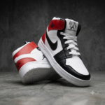 Crimson Edge Mid Black White Red Sneakers - Image 2