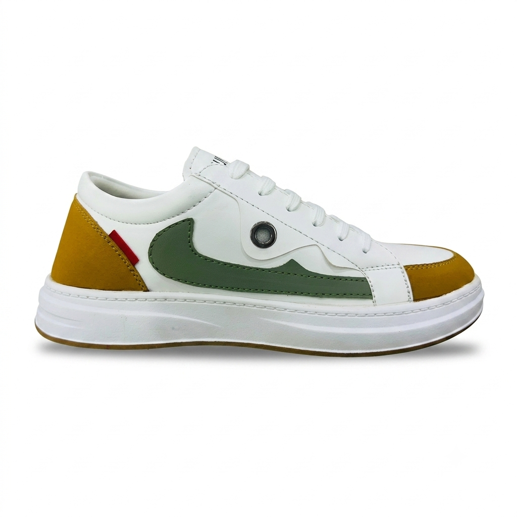 1786094504803 Syroxx Grove Low White Mustard Green Sneakers - Image 1