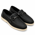 SYROXX Black Contrast Stitch Premium Bit Loafers